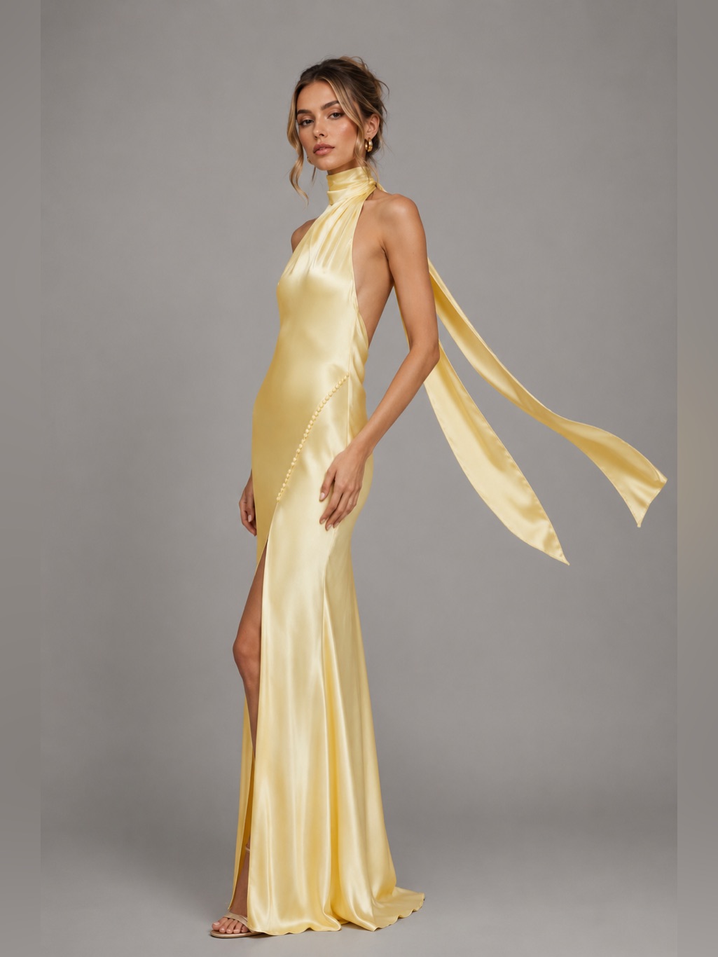 Sau Lee Penelope Backless Satin Gown Size 14 B15